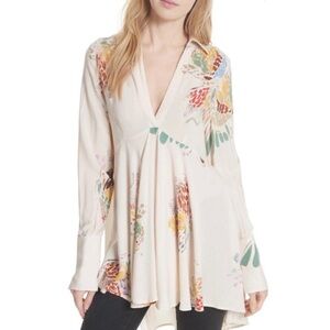 Free People ivory floral tunic